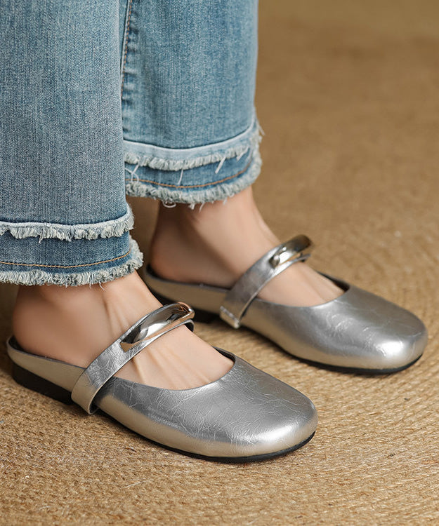 Faux Sandals Splicing Slide Leather Soft Red