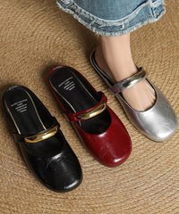Faux Sandals Splicing Slide Leather Soft Red