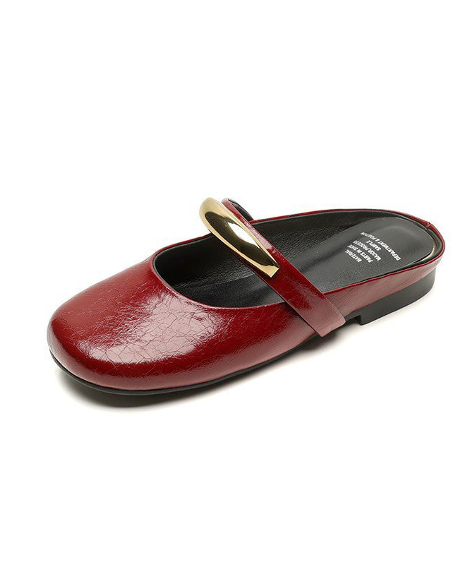 Faux Sandals Splicing Slide Leather Soft Red