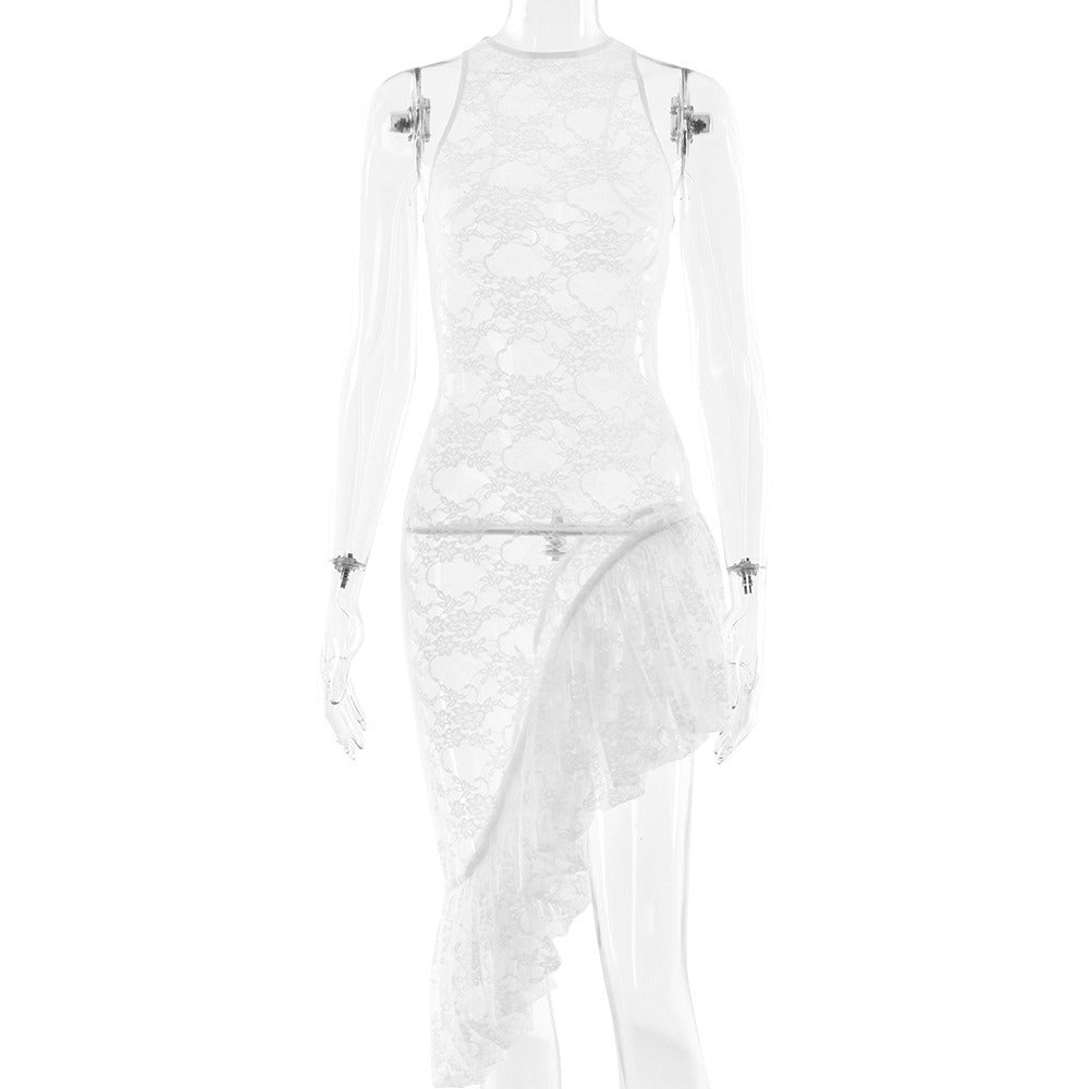 Lace See-Through Irregular Dress