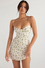 Glamorous Solid Sweetheart Summer Chiffon Mini Sundress - Green