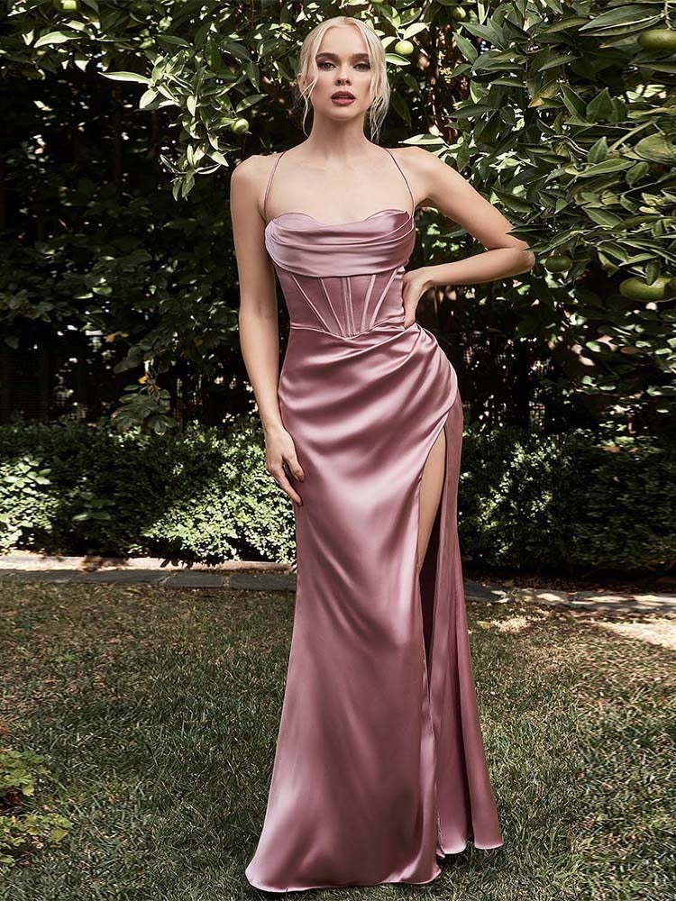 Sleeveless Long Halter Dress