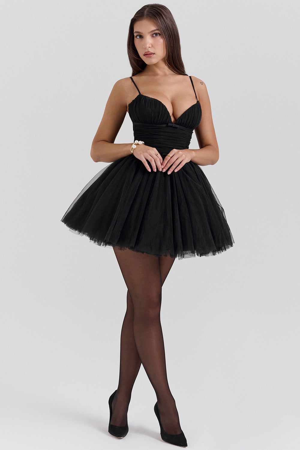 Mesh stitching suspender princess tutu dress