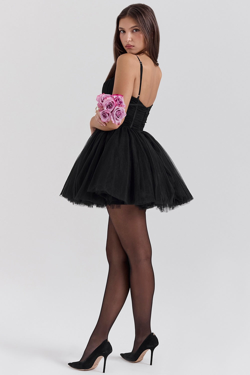 Mesh stitching suspender princess tutu dress
