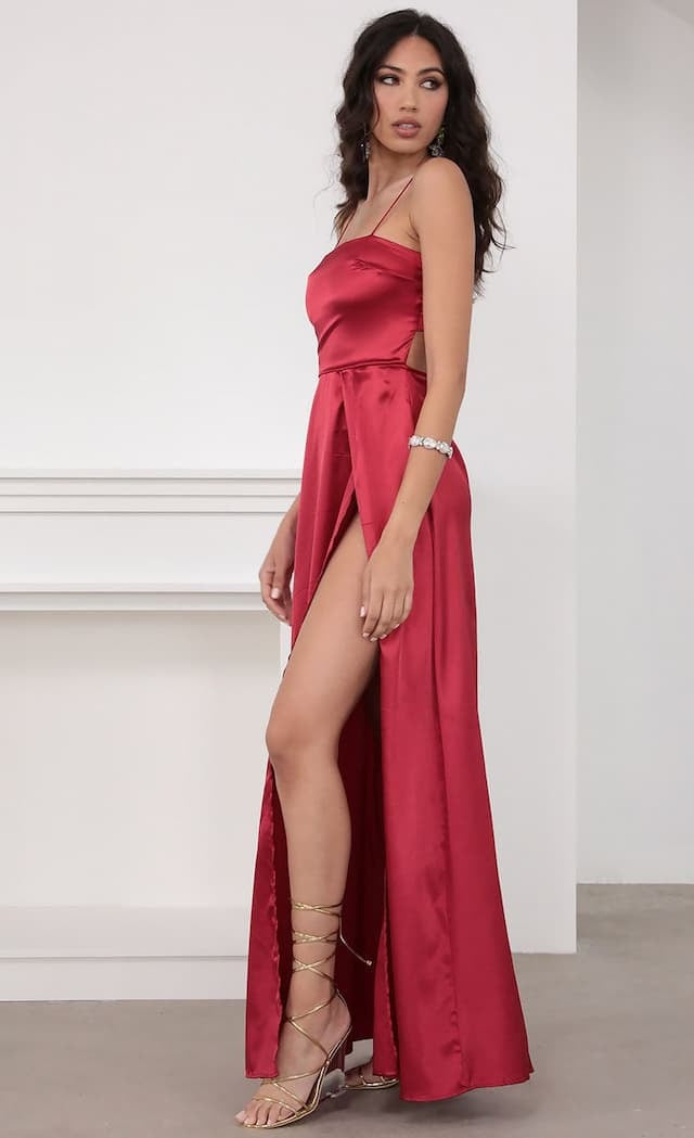 Slit Backless Slimming Suspender Long Dress