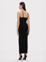 One-shoulder tassel high street party evening dress