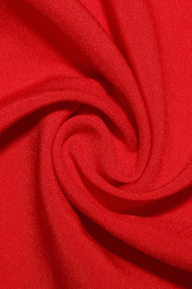 Glamouröses, einfarbiges Chiffon-Minikleid mit Herzausschnitt - Rot