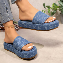 Printed Platform Thick Sole Sandals