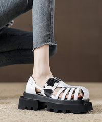 Leopard Black Roman Design Hollow Sandals Platform Out