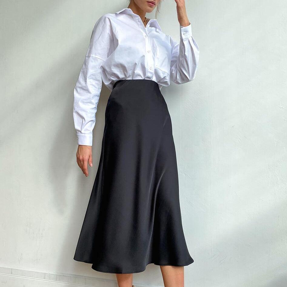 Blooming Romance Satin Midi Skirt