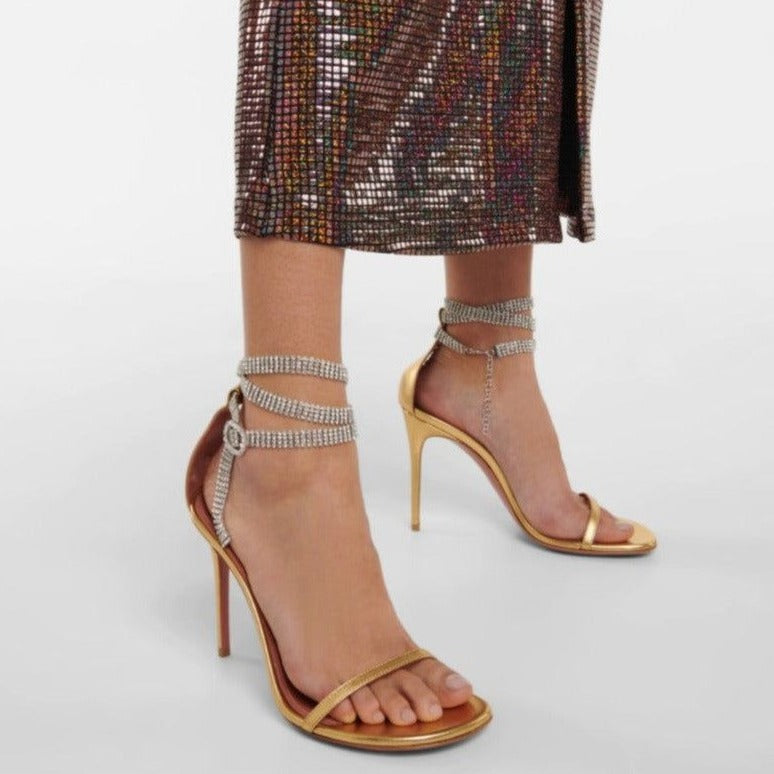 Modern Ophelia Crystal-Embellished Ankle Strap Sandals