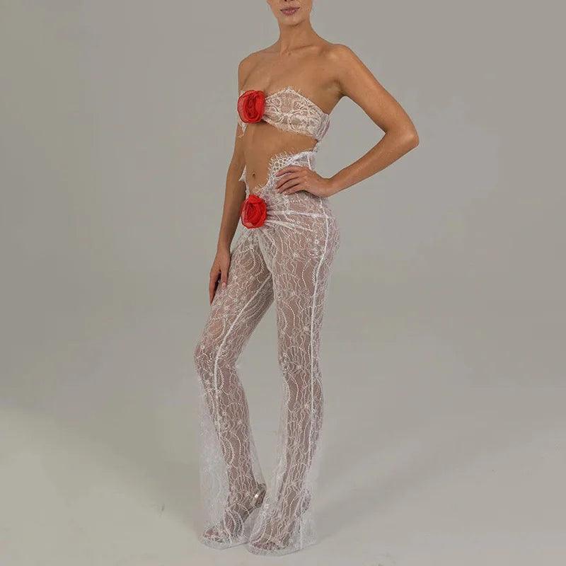 Affectionate Sensation Sheer Lace Cut-Out Jumpsuit