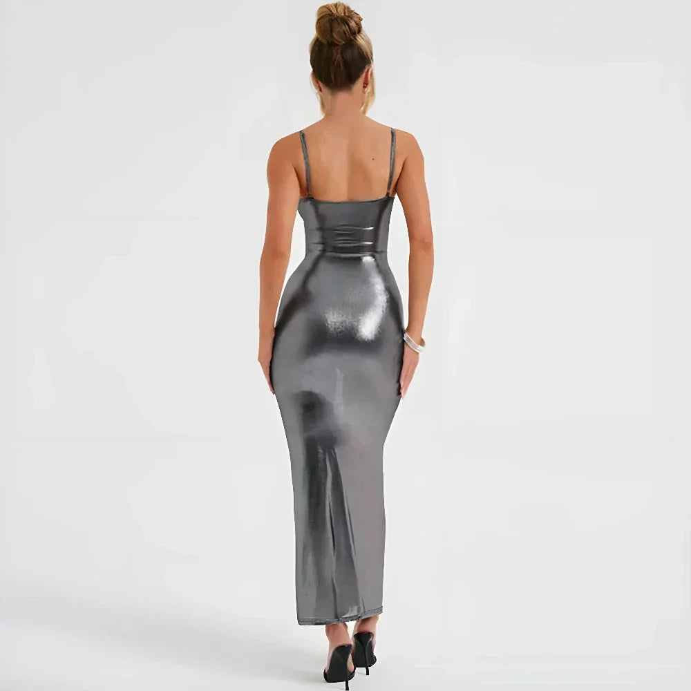 Love's Lexicon Metallic Maxi Dress