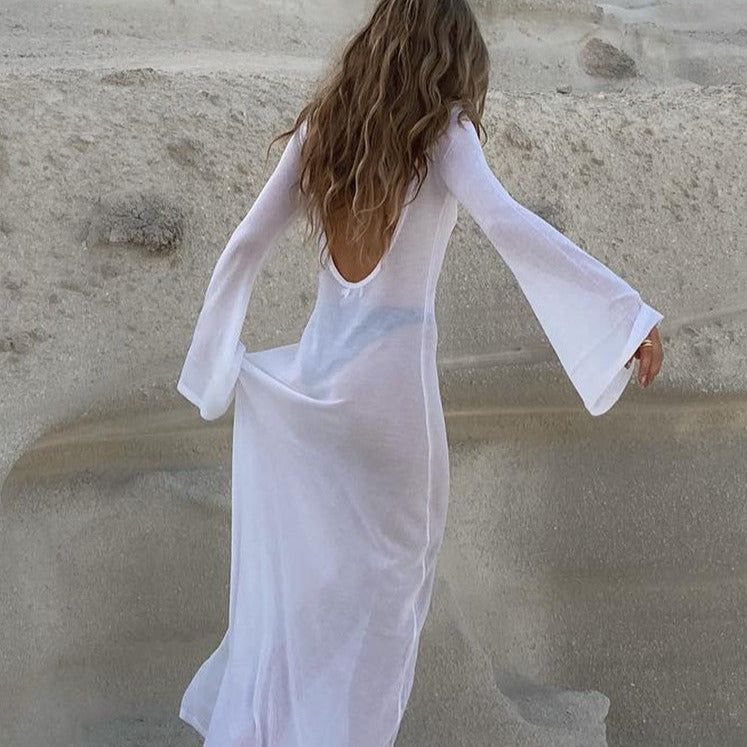 Look In The Mirror Long Sleeve Cover-Up Beach Dress