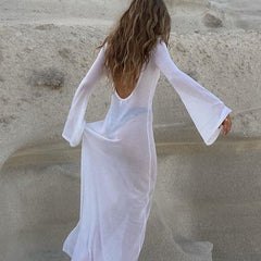 Look In The Mirror Long Sleeve Cover-Up Beach Dress