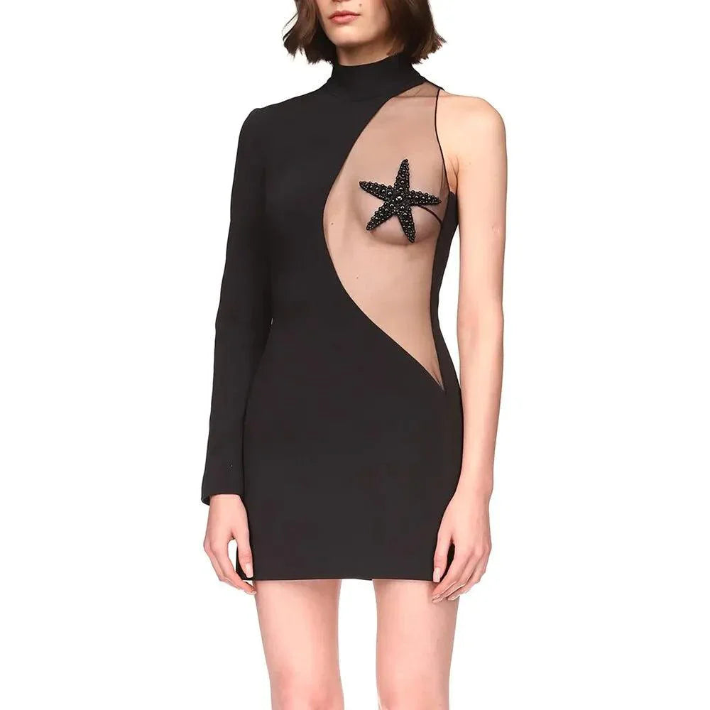 Vestido mini con parche de estrella de mar de cristal All Your Attention