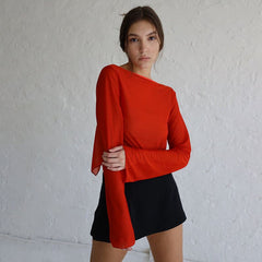 Newness Calling Chiffon Long Sleeve Crop Top