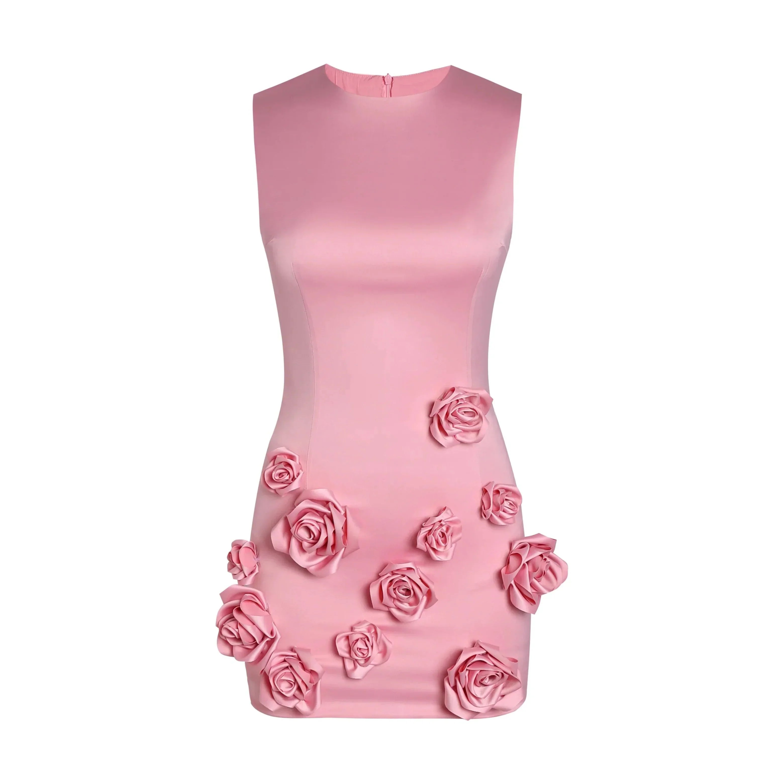 Zierliches ärmelloses Minikleid mit rosa Blumen