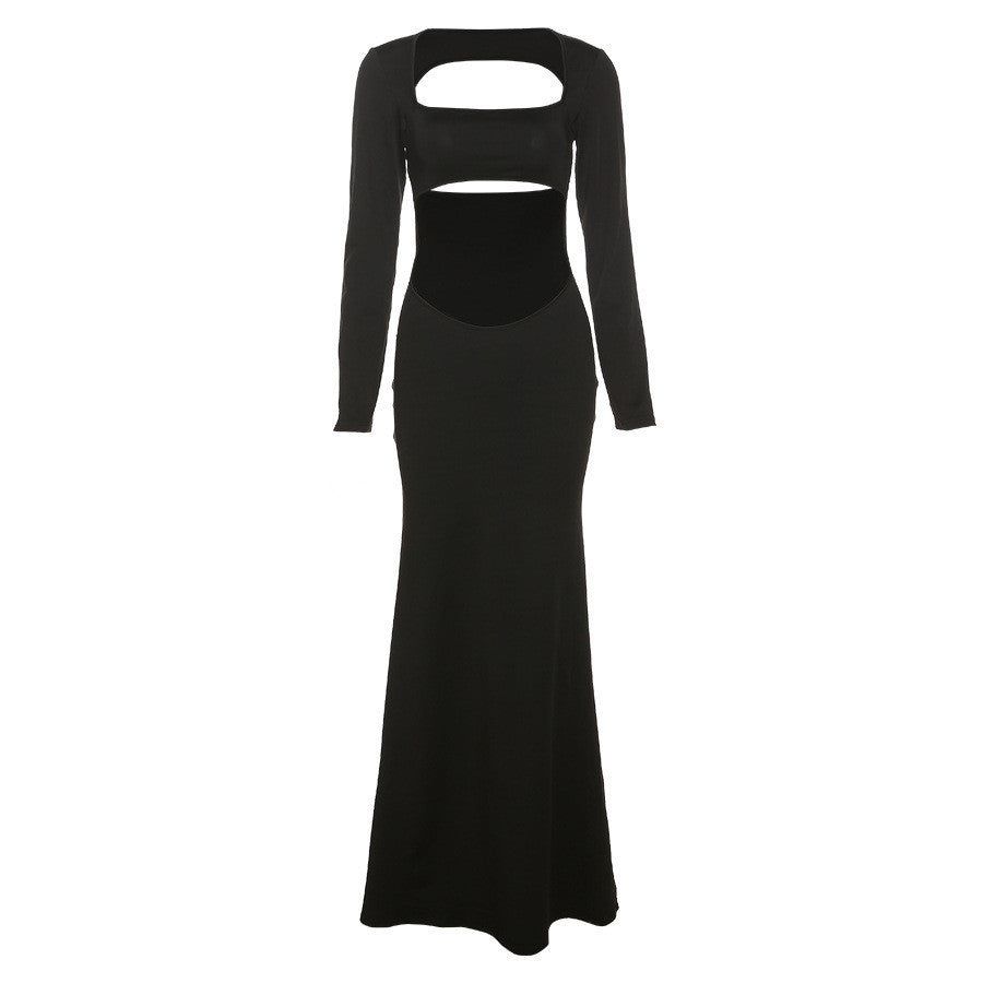 Not My Fault Cut Out Long Sleeve Maxi Dress