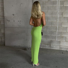 No Advice Backless Knitted Maxi Dress