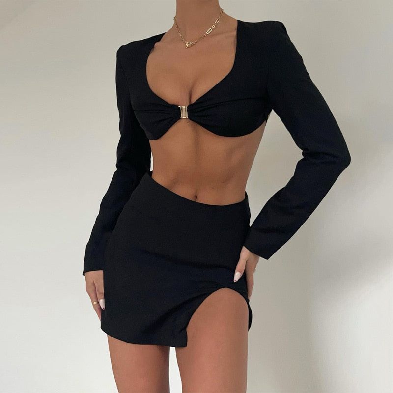 Conjunto de minifalda y top corto sin espalda Luxe Vacay