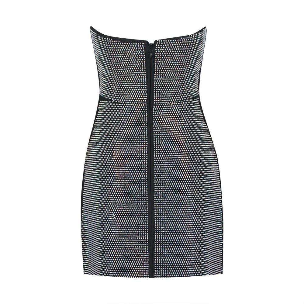 Enlighten Me Rhinestone Bodycon Mini Dress