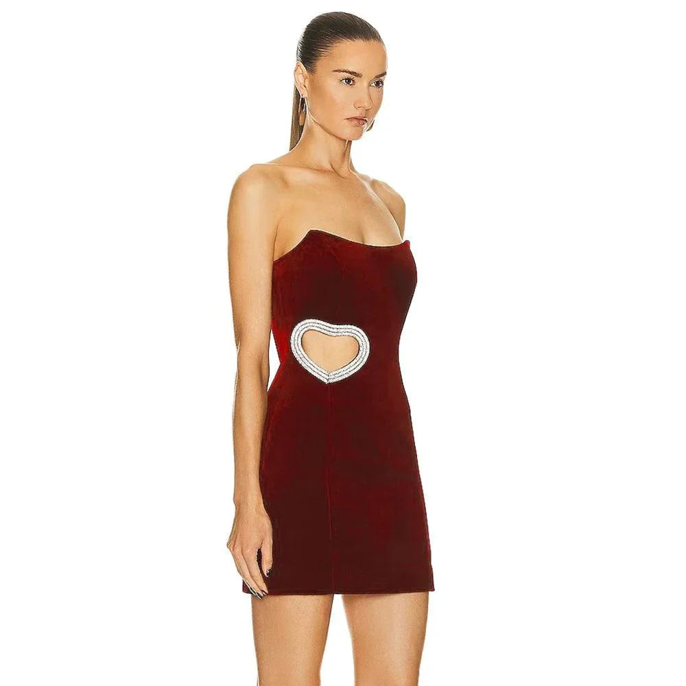 Confidence Spark – Trägerloses Minikleid mit Diamantherz