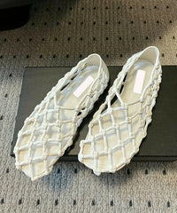Stylish Walking Sandals Hollow Cowhide Splicing Red Out Leather