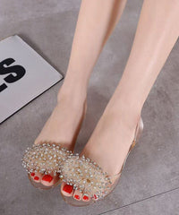 Black Transparent Flat Bottomed Crystal Bead Fish Mouth Sandals