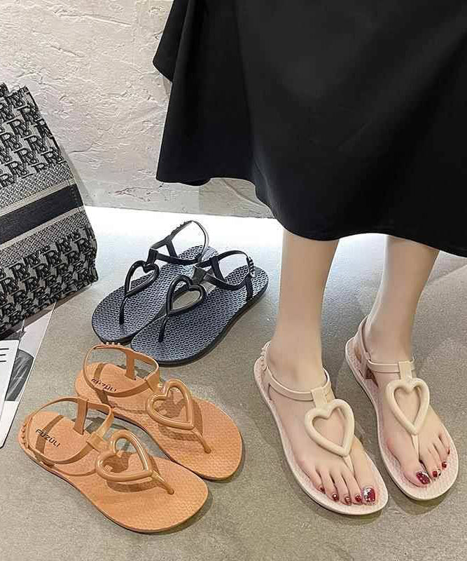 Khaki Heart Shaped Flip Flops Sandals