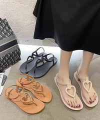 Khaki Heart Shaped Flip Flops Sandals