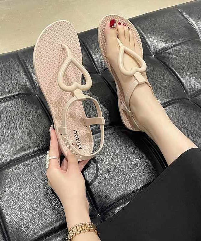 Khaki Heart Shaped Flip Flops Sandals