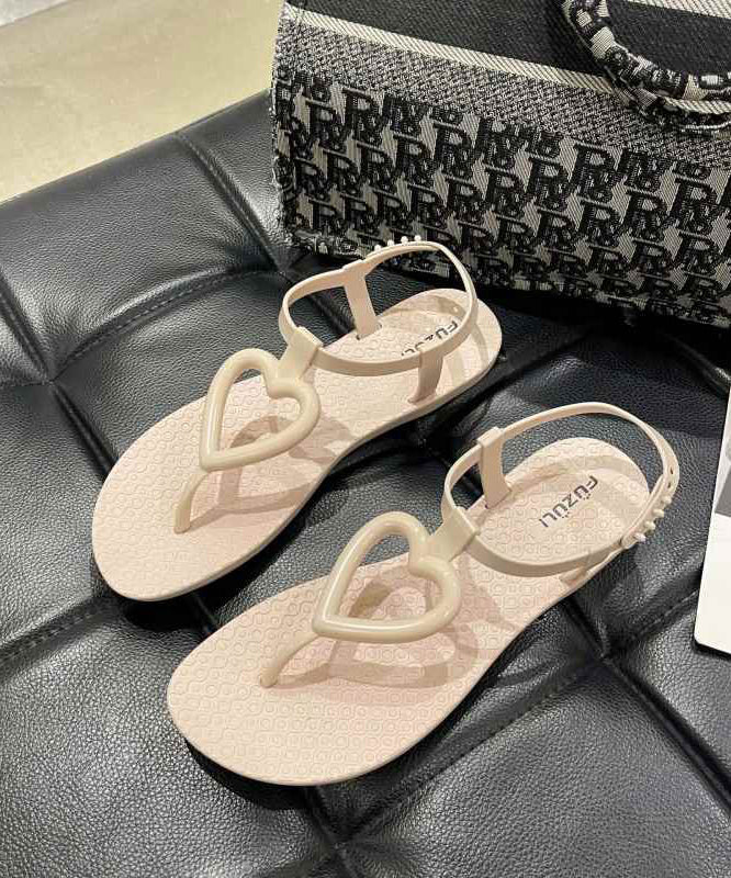 Khaki Heart Shaped Flip Flops Sandals