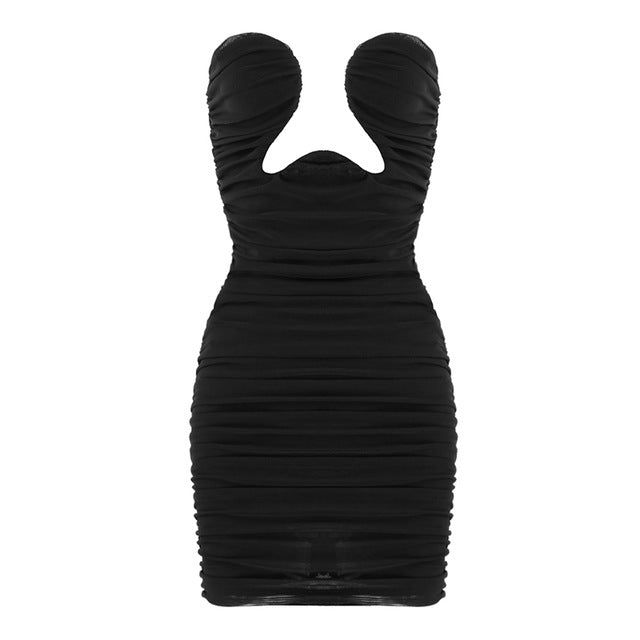 Only The Hottest Cut-Out Bustier Draped Mini Dress