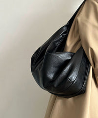Black Large Capacity Faux Leather Satchel Handbag