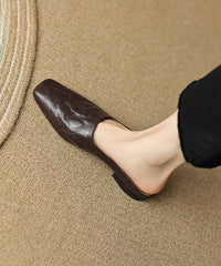 Sandals Splicing Square Toe Brown Slide Comfy
