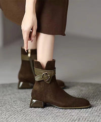 Splicing Chunky Boots Black Suede