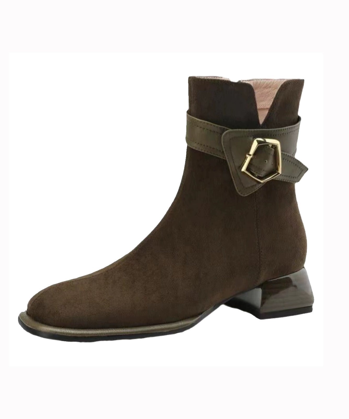 Splicing Chunky Boots Black Suede