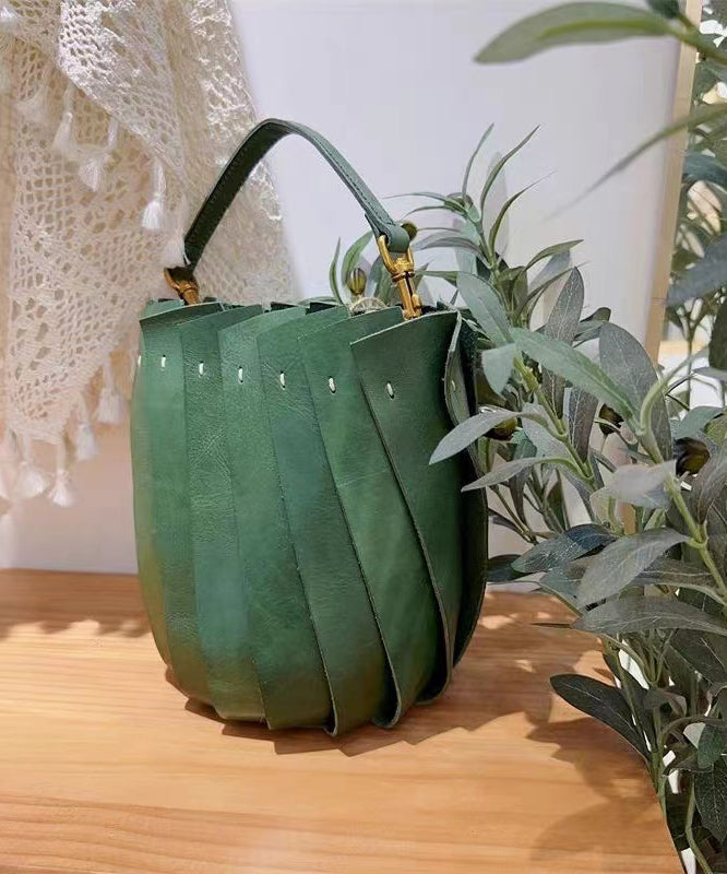 Green Patchwork Calf Leather Messenger Bag