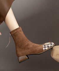 Splicing Chunky Boots Black Suede Sequined