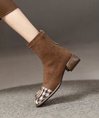 Splicing Chunky Boots Black Suede Sequined