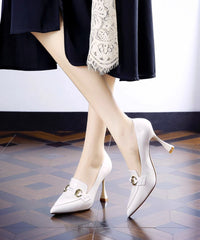 Splicing Stiletto High Heels Rose Faux Leather Pointed Toe