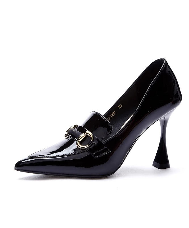 Splicing Stiletto High Heels Rose Faux Leather Pointed Toe