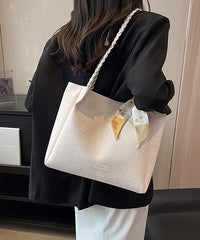 Leather Bags Large Capacity White Faux Shoulder