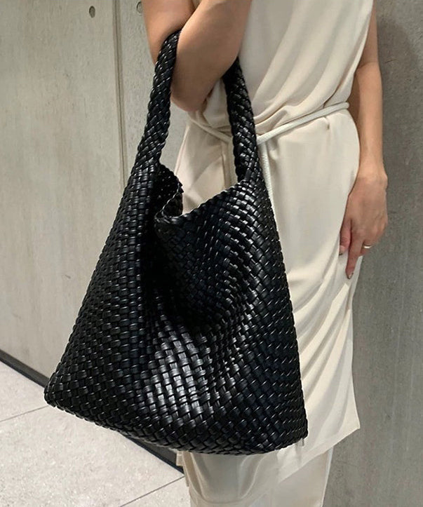 Faux Shoulder White Bag Capacity Leather Large