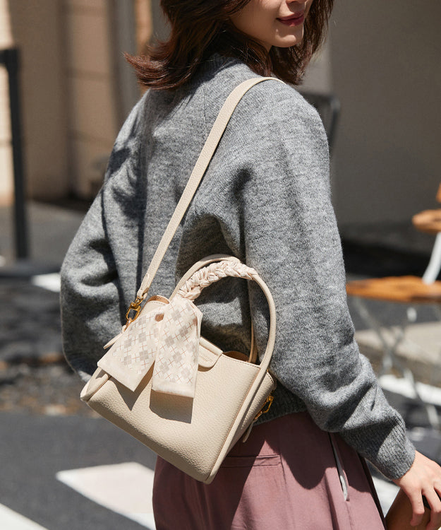 Versatile White Tote Leather Handbag Faux