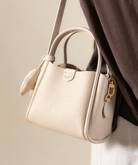 Versatile White Tote Leather Handbag Faux