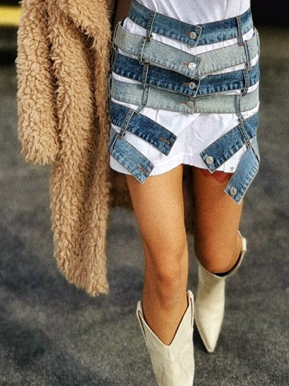 Patchwork Denim Skirt