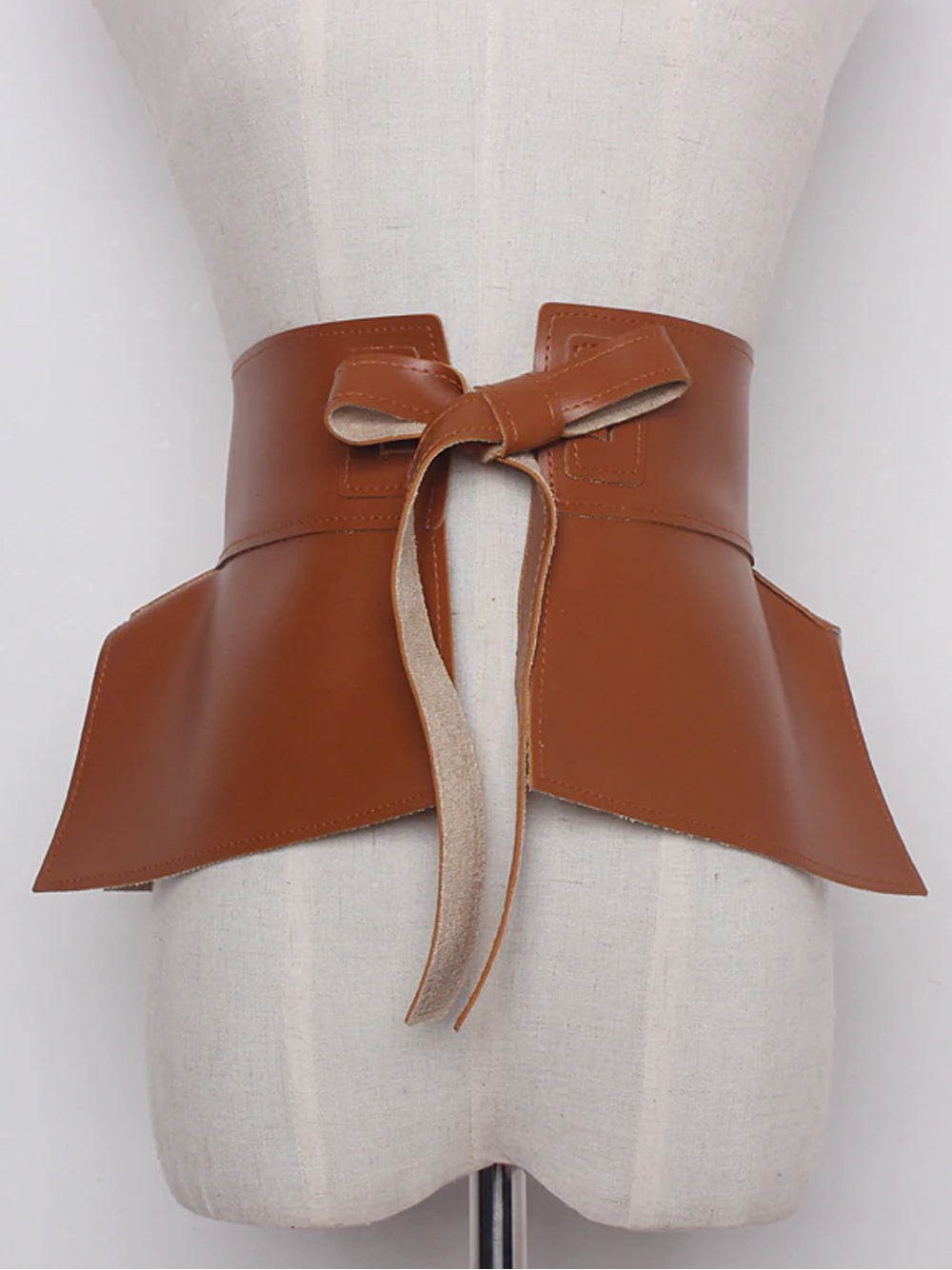 Faux Leather Bow Belt