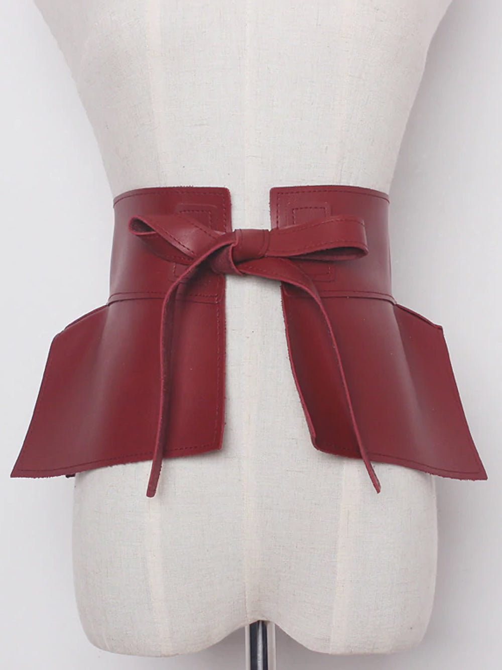 Faux Leather Bow Belt